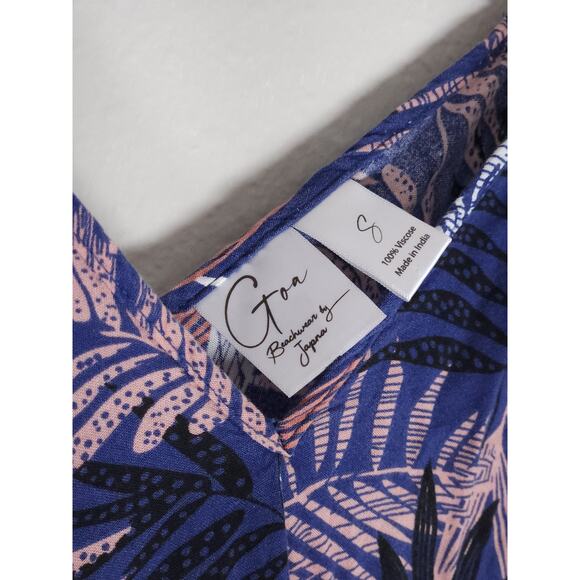 Goa Beachwear by Japna Small Tropical Palm Pom Pom Handkerchief Hem Sundress. - Picture 2 of 9